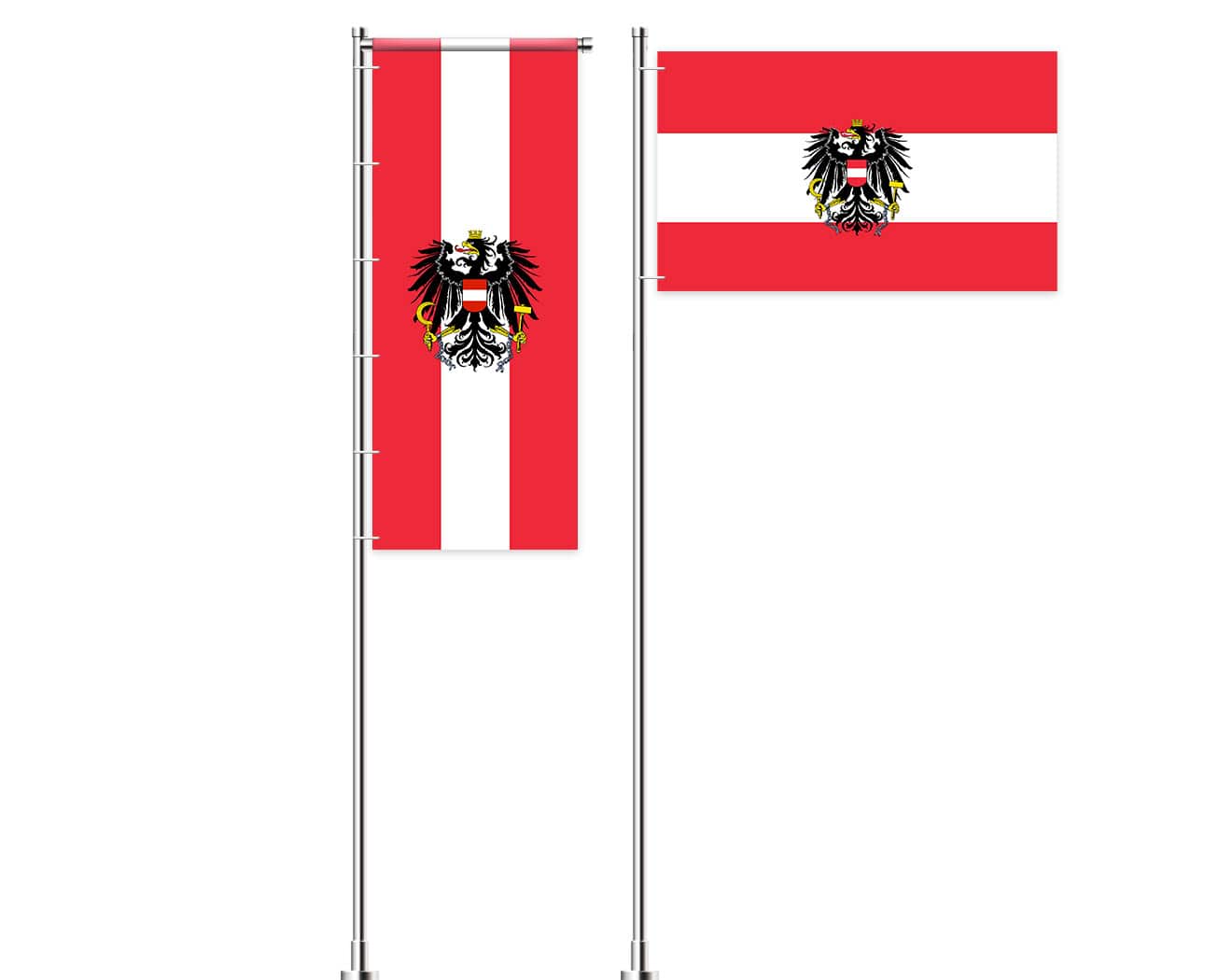 Österreich-Flagge / Österreichische-Fahne / Austria-Fahne mit Wappen