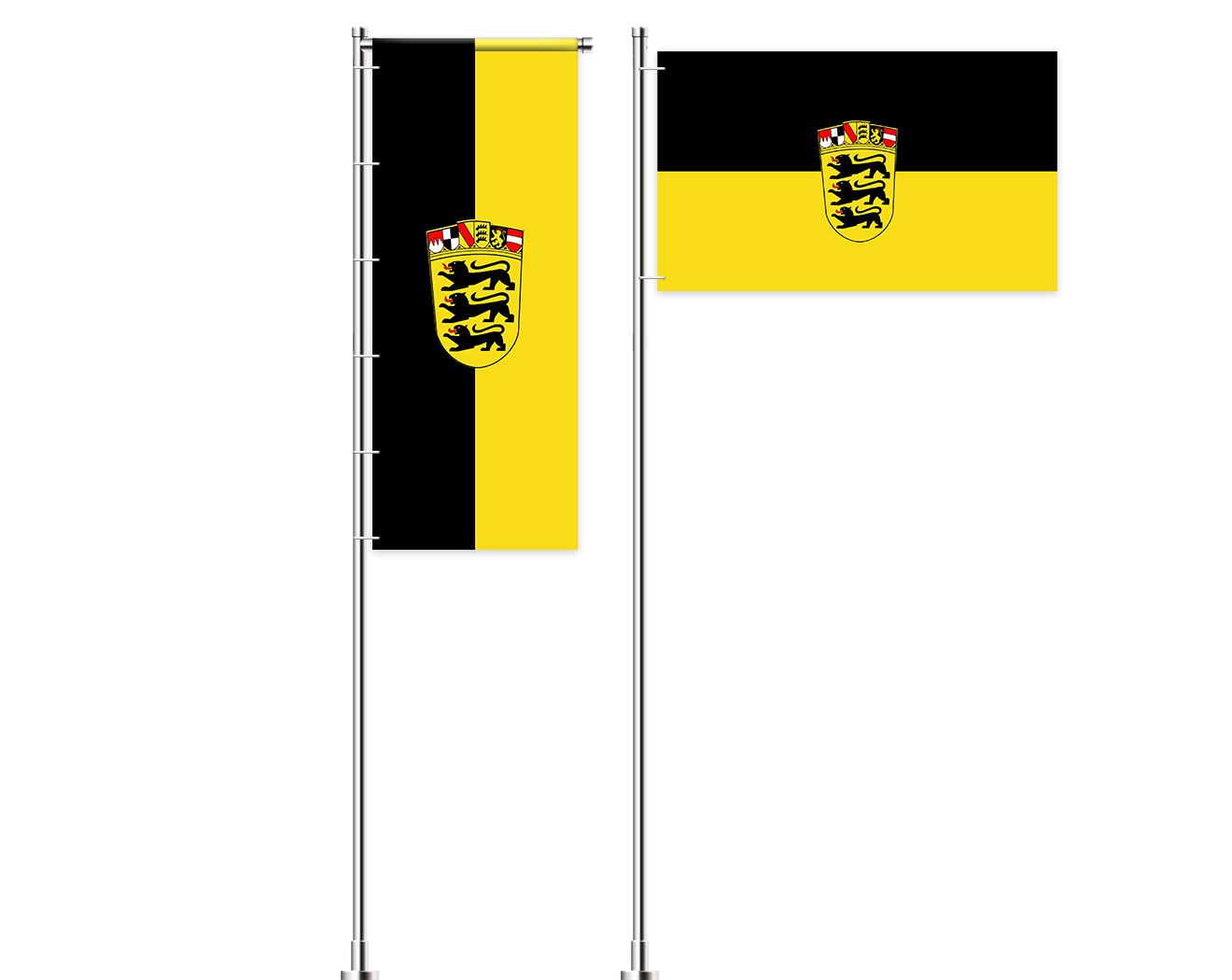 Flagge Baden Württemberg mit Wappen im Hochformat Premium 