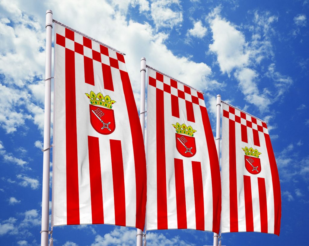 Bremer Flagge Mit Wappen – Premiumqualität 120 X 300 Cm, Polyester, Wetterfest, Hissfertig Mit Karabinerhaken