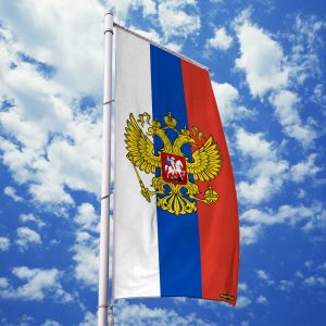 Russland-Flagge / Russische-Fahne / Russia-Flagge mit Wappen